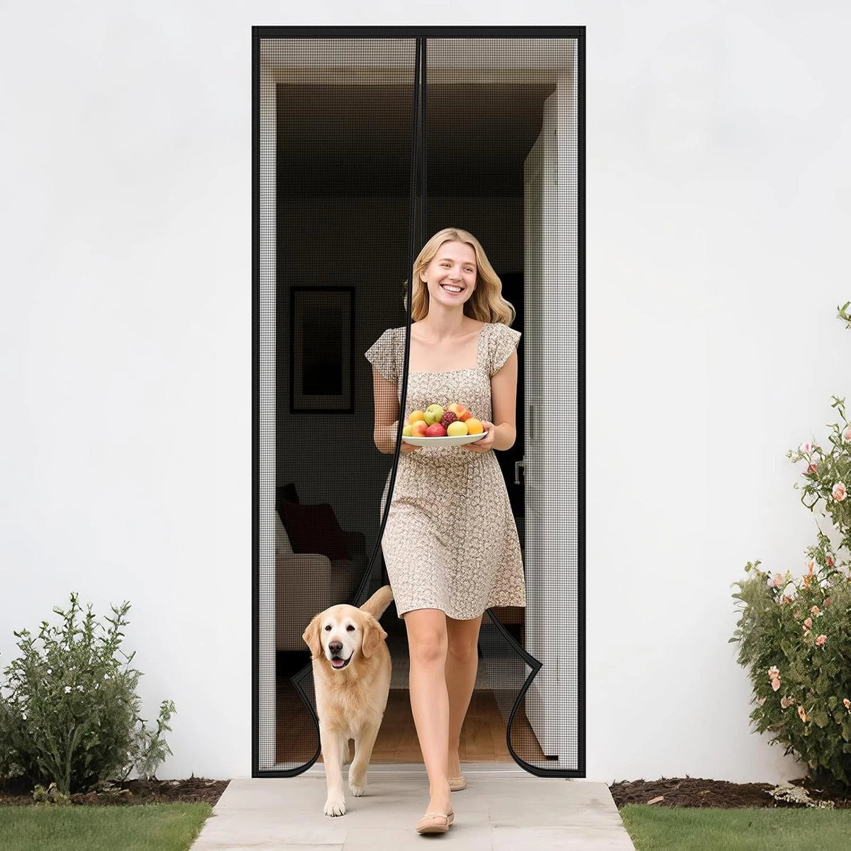 Magnetic Screens for Doors 32" x 81" Black, Hands-Free, Kid & Pet Friendly