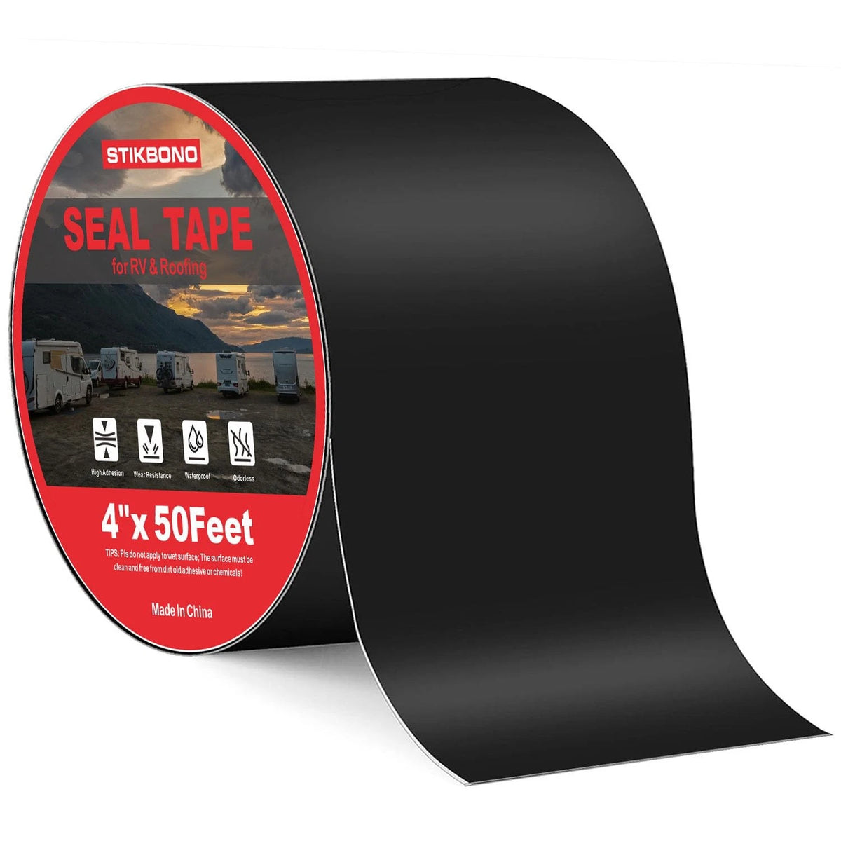4" x 50Ft Black RV Sealant for RVs (No Specific Years)