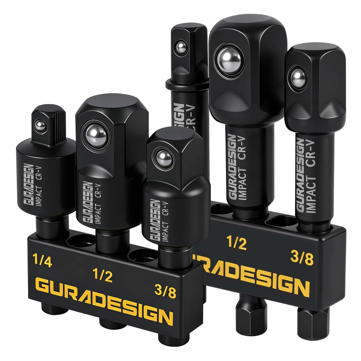Set of 6 Impact Socket Adapters for Universal Joint 1/4 3/8 1/2