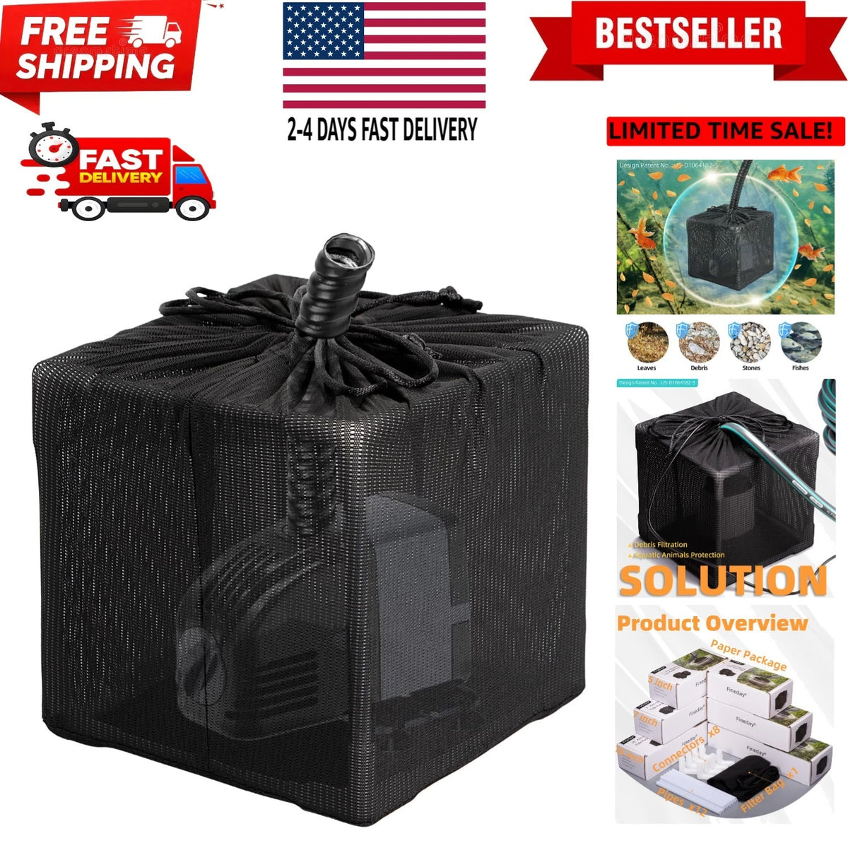 Pond Filter Bag for Outdoor Water Pump (2010–2023)
