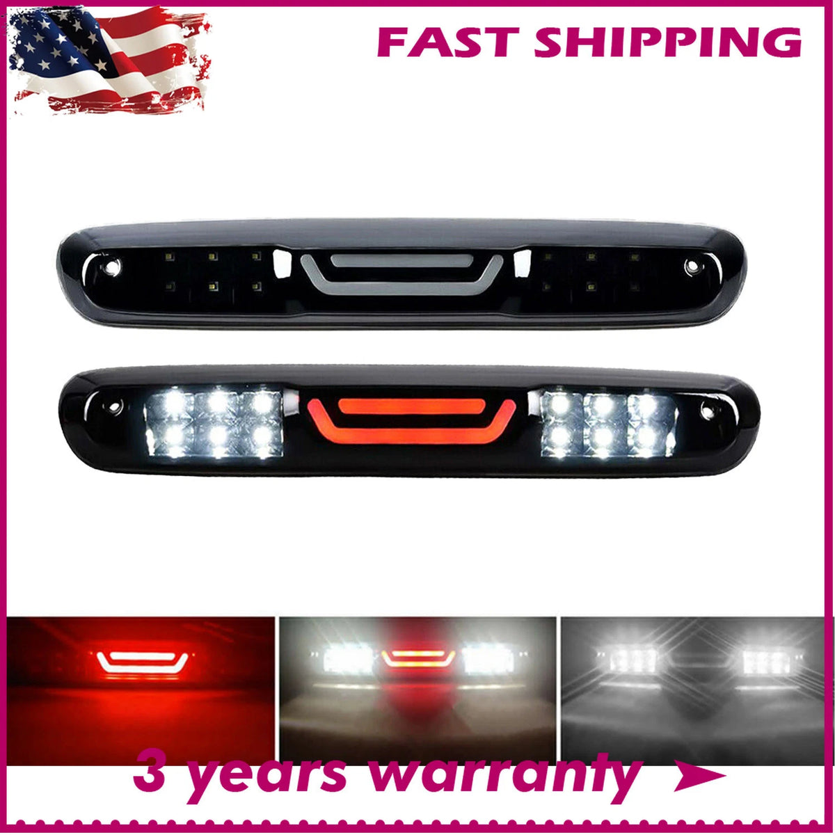 LED Third Brake Light for Chevy Silverado GMC Sierra 1500 2500 3500 (2007–2013)
