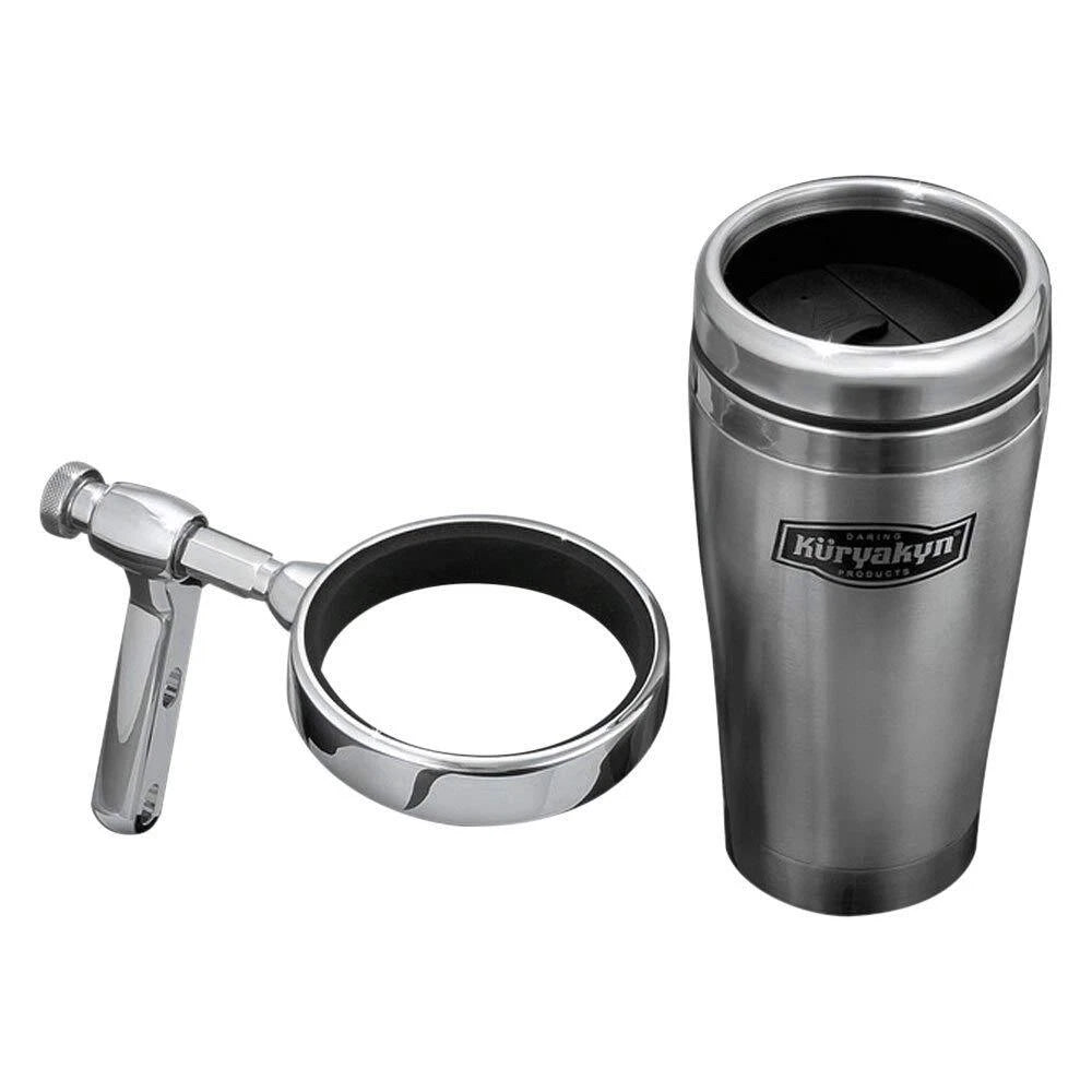 Kuryakyn Handlebar Mug with Universal Holder for Motorcycle (12 fl oz, Chrome) 1463