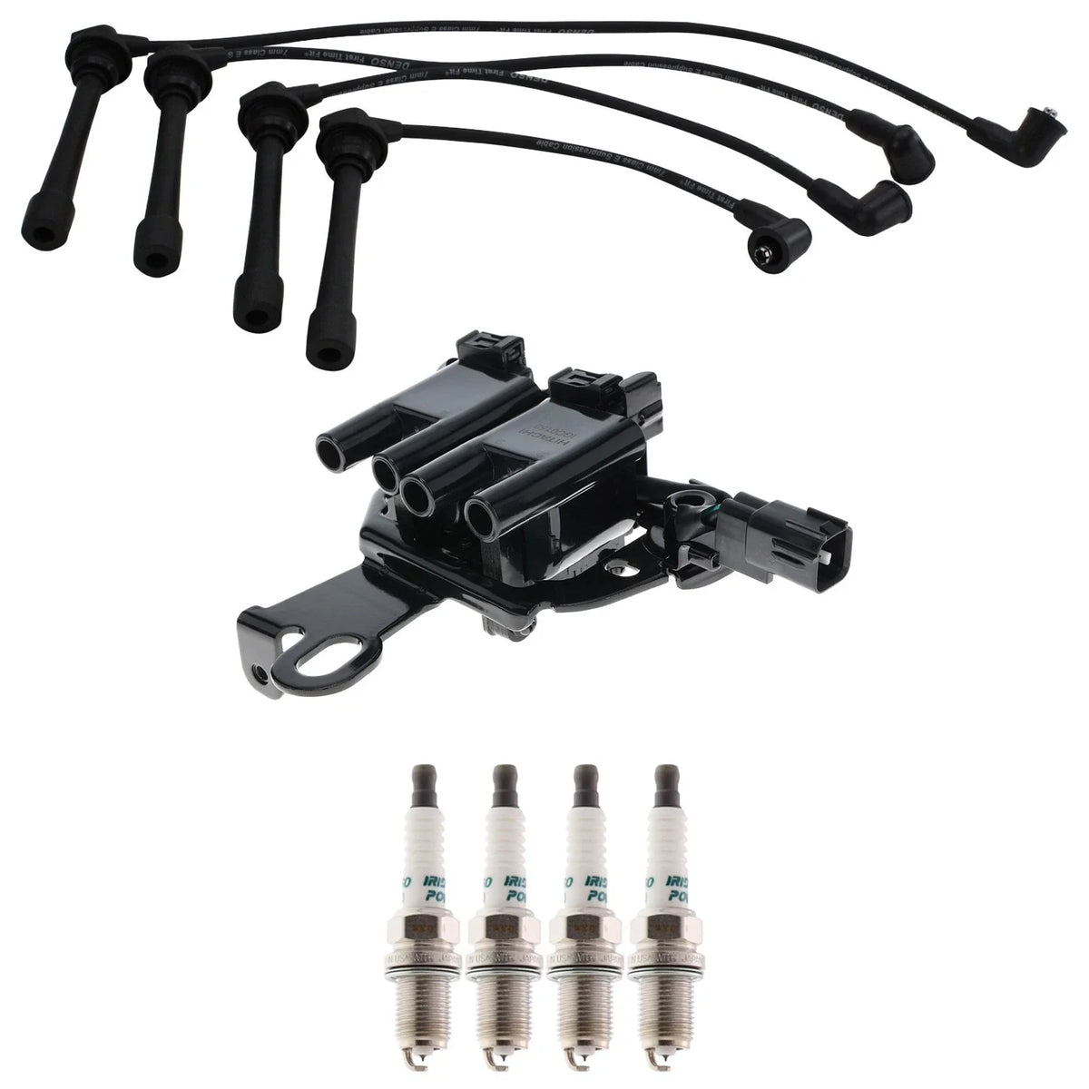 Ignition Coil & Denso 4 Iridium Spark Plugs Wire Set for Spectra L4