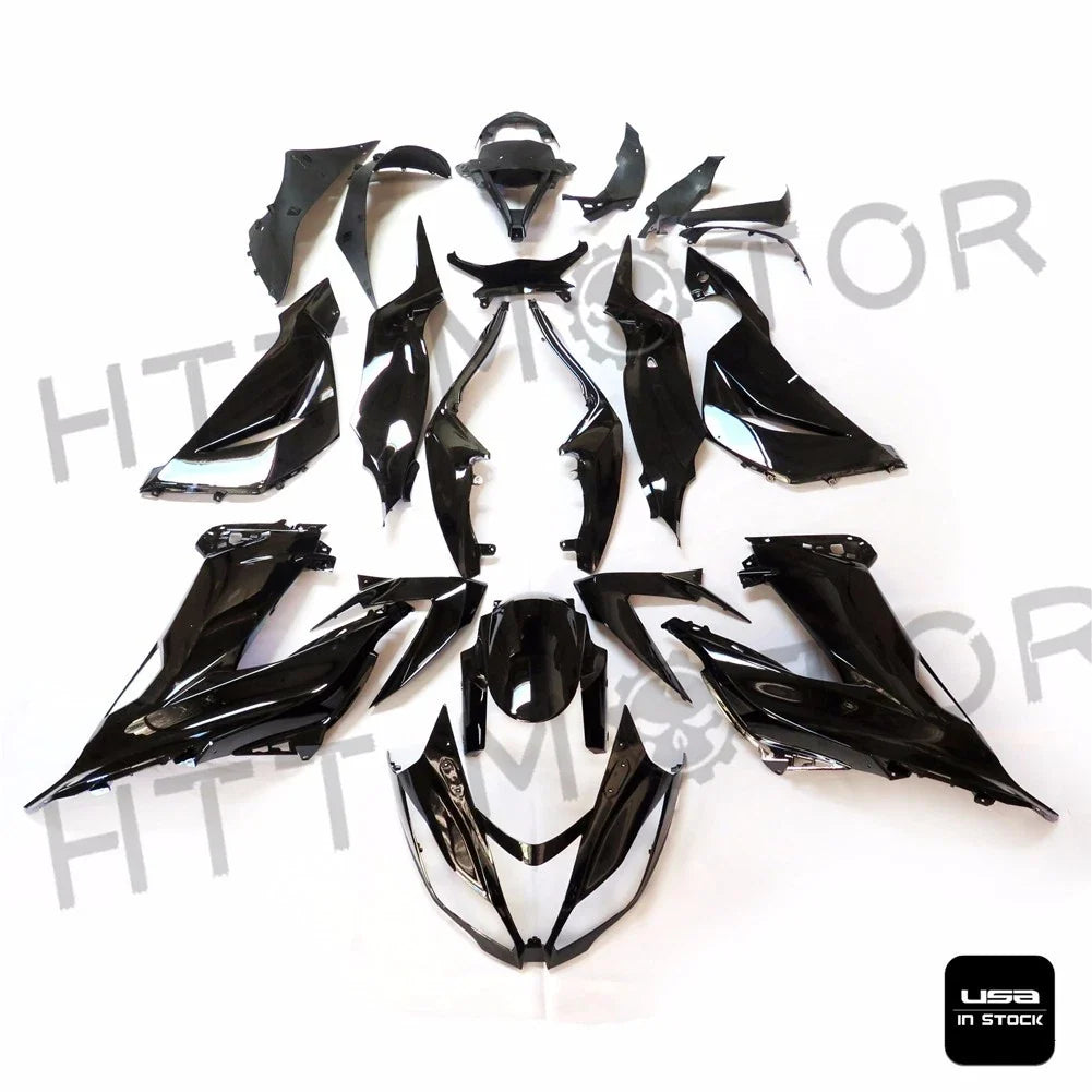 Glossy Black ABS Plastic Fairings Bodywork for Kawasaki Ninja ZX6R (2013–2018)