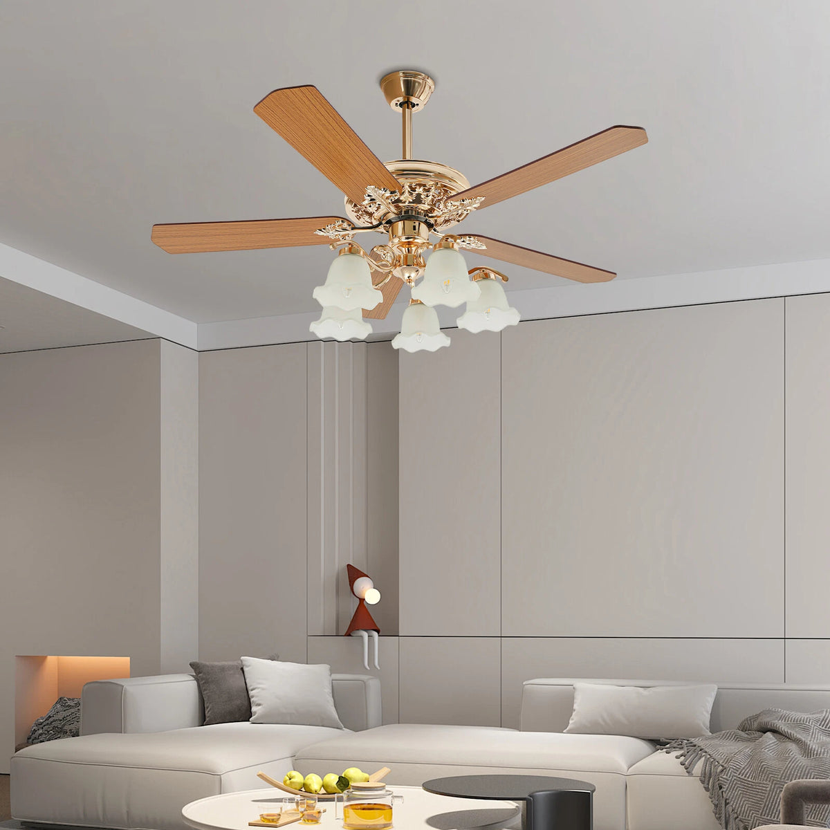 52" LED Chandelier Ceiling Fan Light with Remote Control (Home Use)