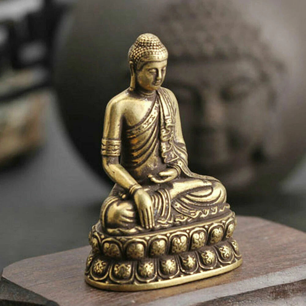 Buddhist Sakyamuni Buddha Statue for Home Decor (Bronze Brass)