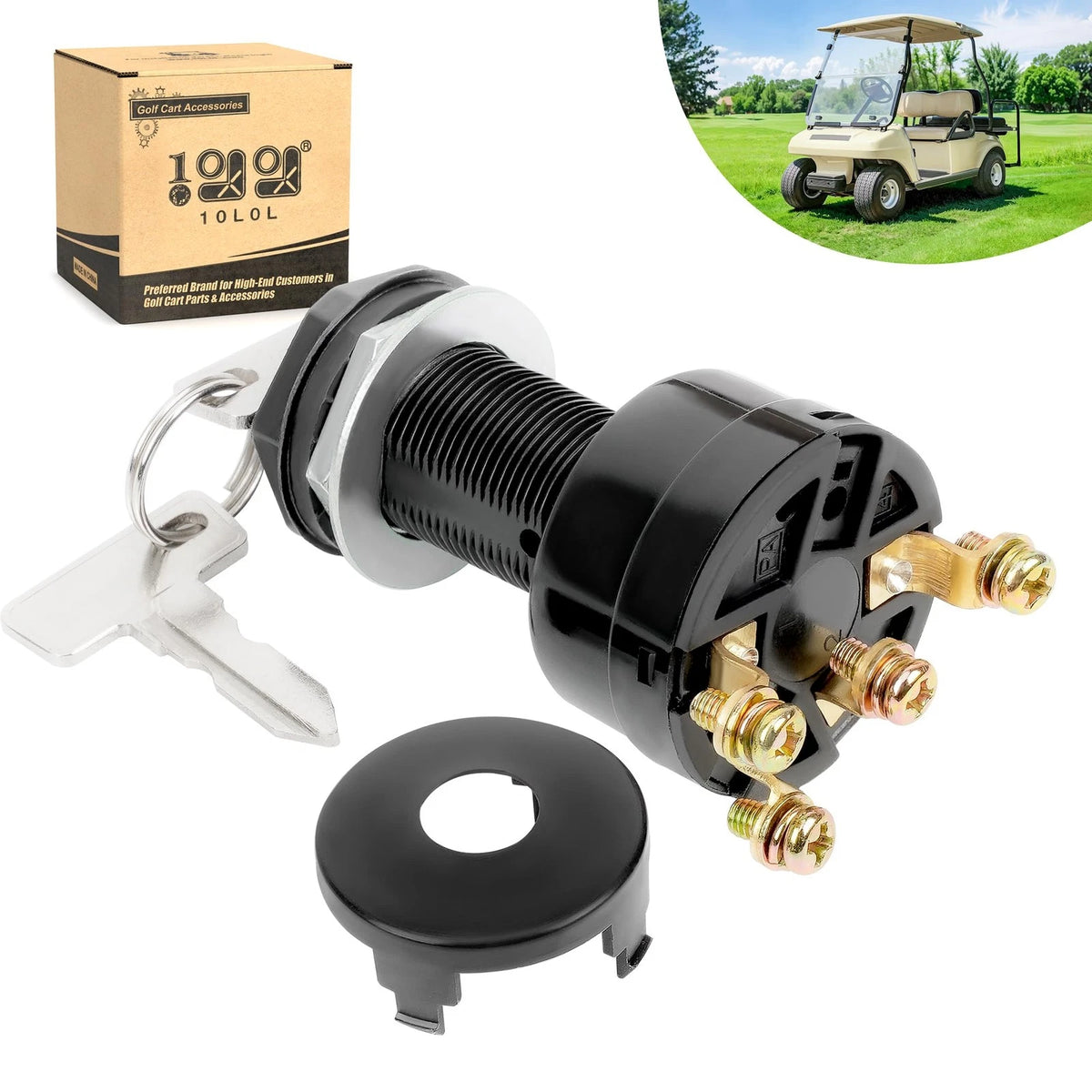 12 Volt Ignition Key Switch for Club Car DS, Limo, Turf (No Years Specified)