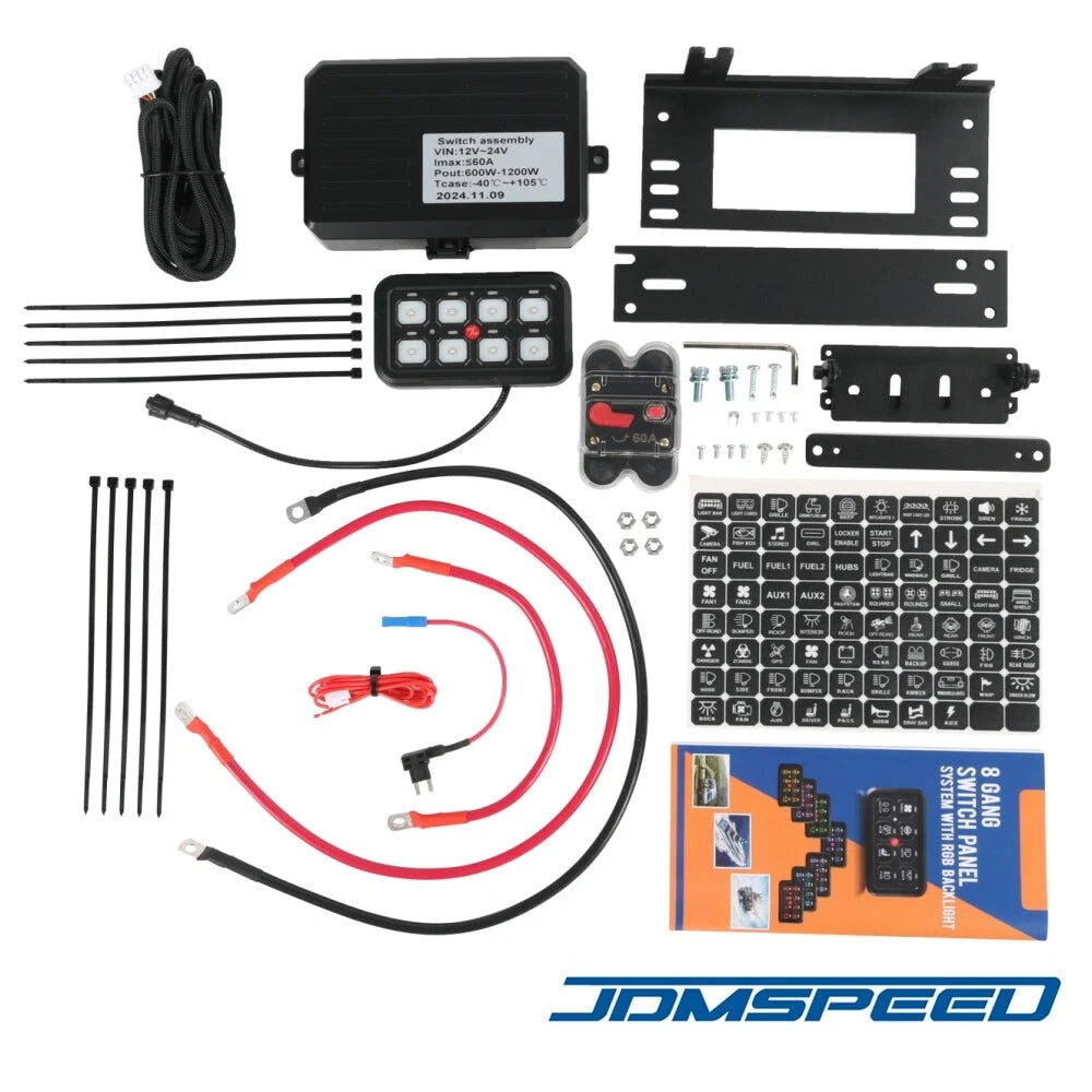 8 Gang Switch Panel for Jeep Wrangler (2018–2023) - LED Light Control