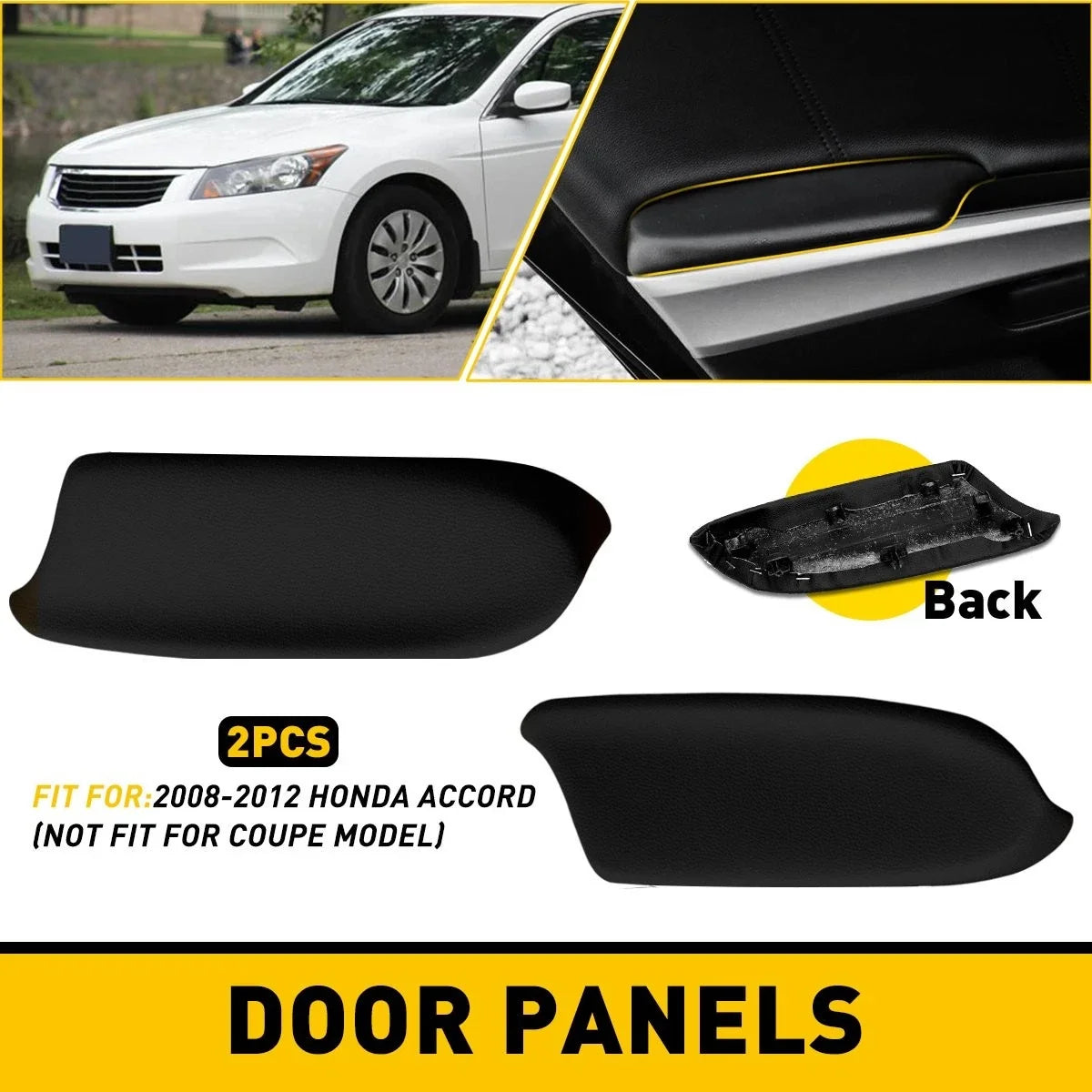 Set of 2 Door Panel Armrests for Honda Accord (2008–2012) PU Leather