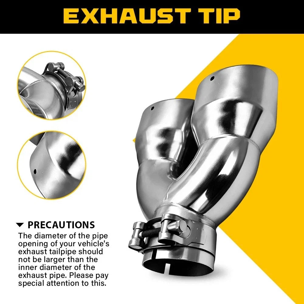 Dual Pipe Exhaust Tip 2.5'' Inlet 7'' Outlet for Universal Fit (EXV)