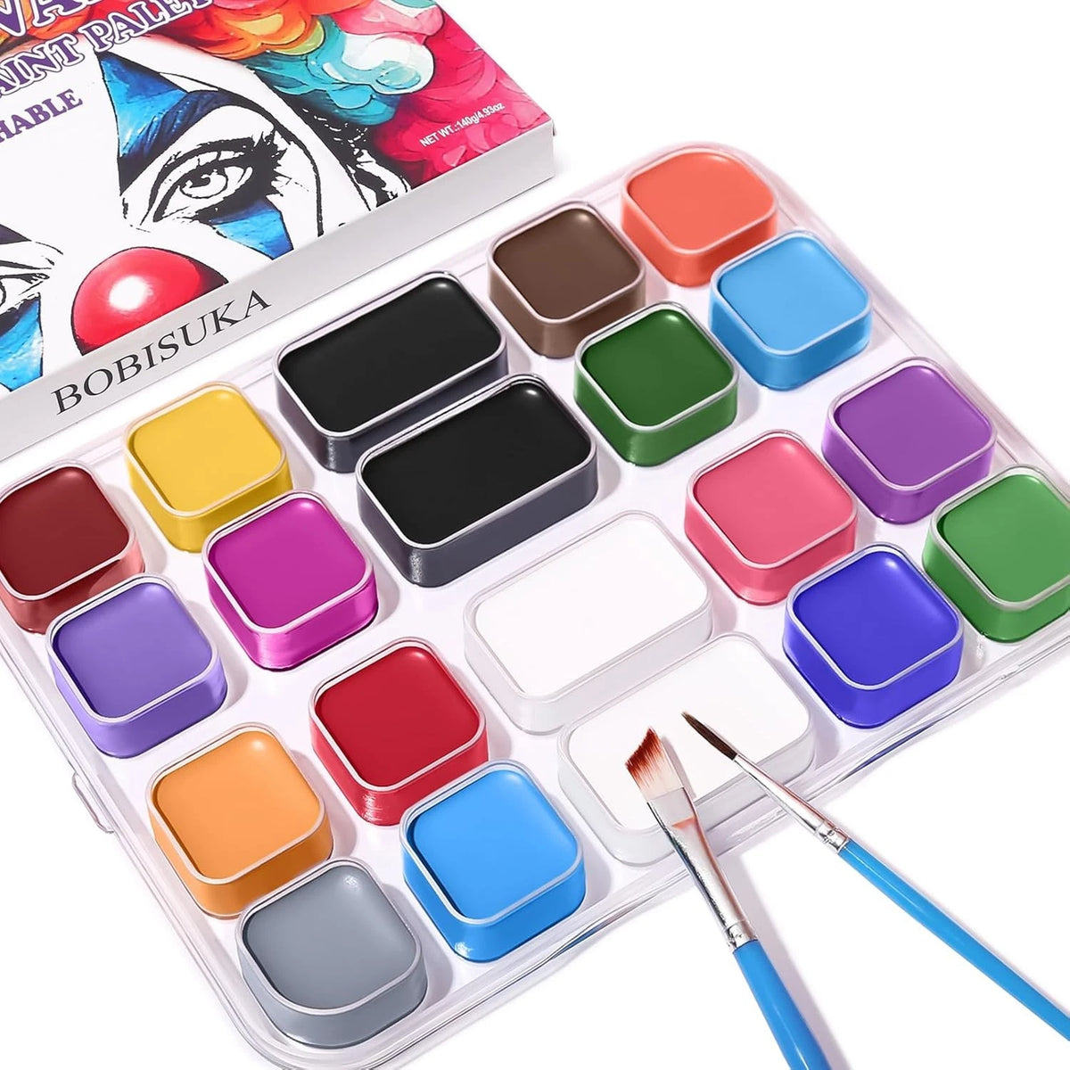 18 Color Washable Face & Body Paint Palette with Brushes