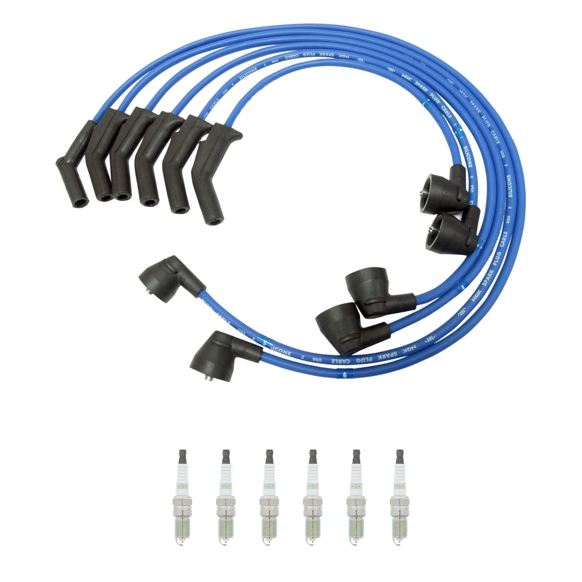 NGK Wire Set & 6 G-Power Platinum Spark Plugs for Ford Mustang (1994–2004)