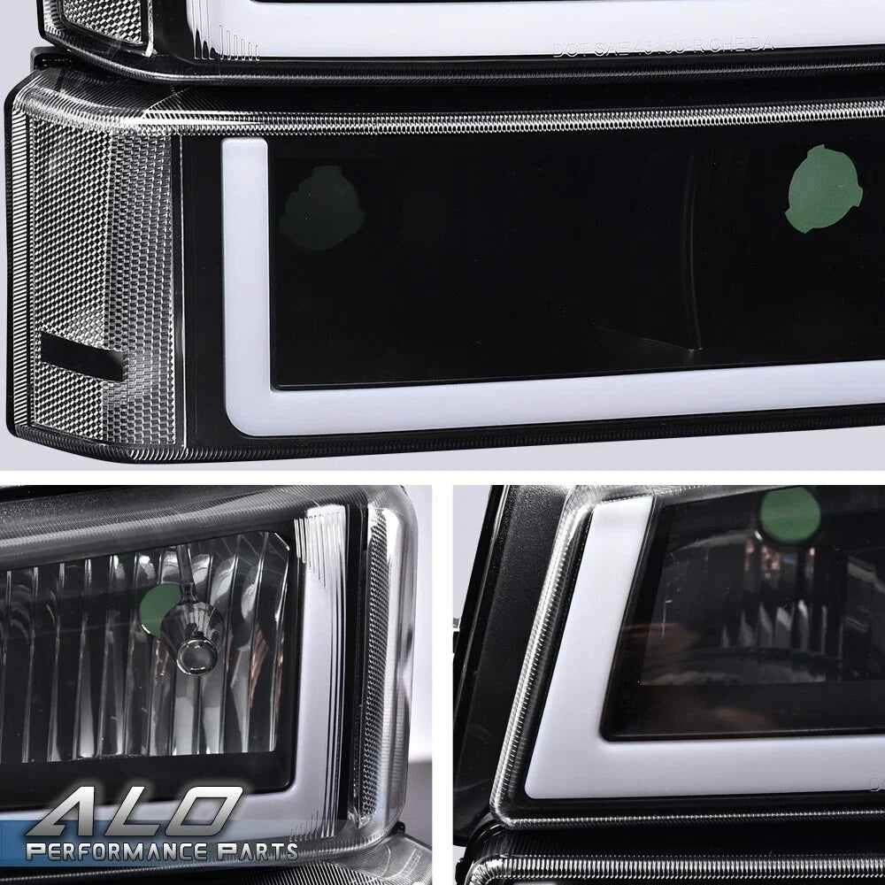 LED DRL Headlights for Chevy Silverado (2003–2007) Black Housing