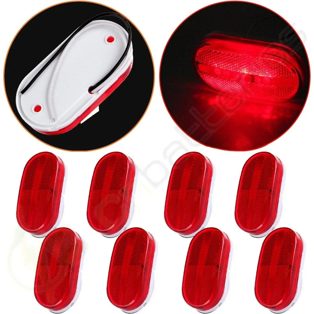 8x 6-LED Side Marker Lights for RV Trailer Truck Pickup (Red)