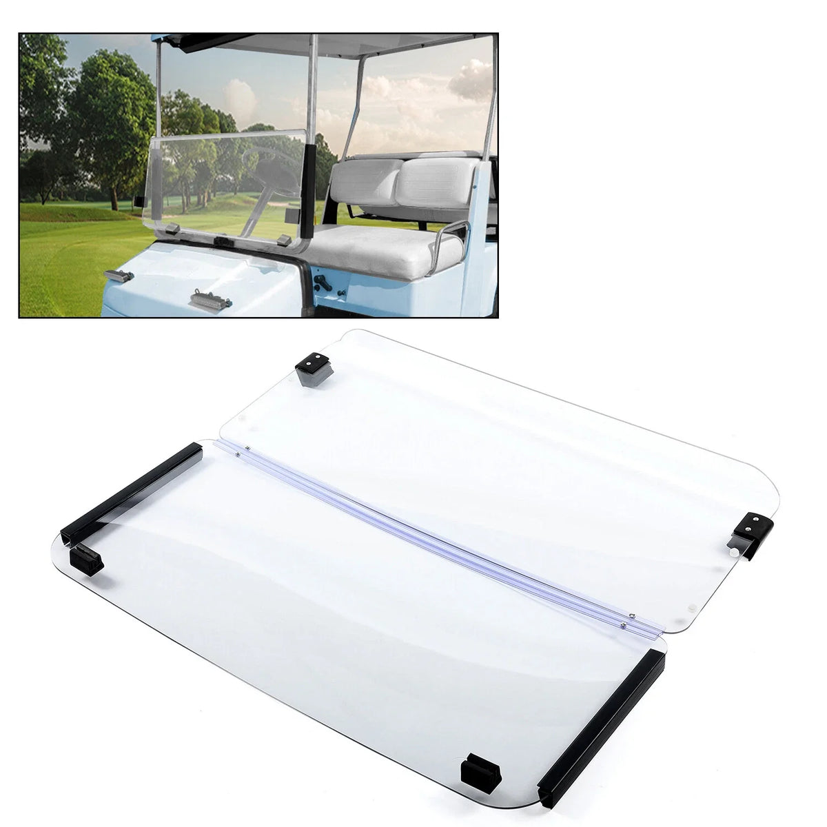 Clear Folding Windshield for Yamaha G2/G9 Golf Cart (1985–1995)