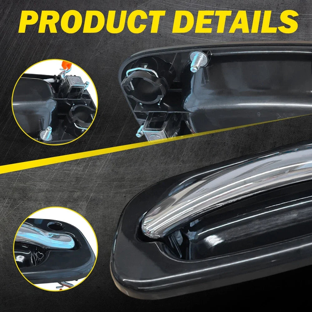 Set of 2 Chrome Black Exterior Door Handles for GMC Silverado