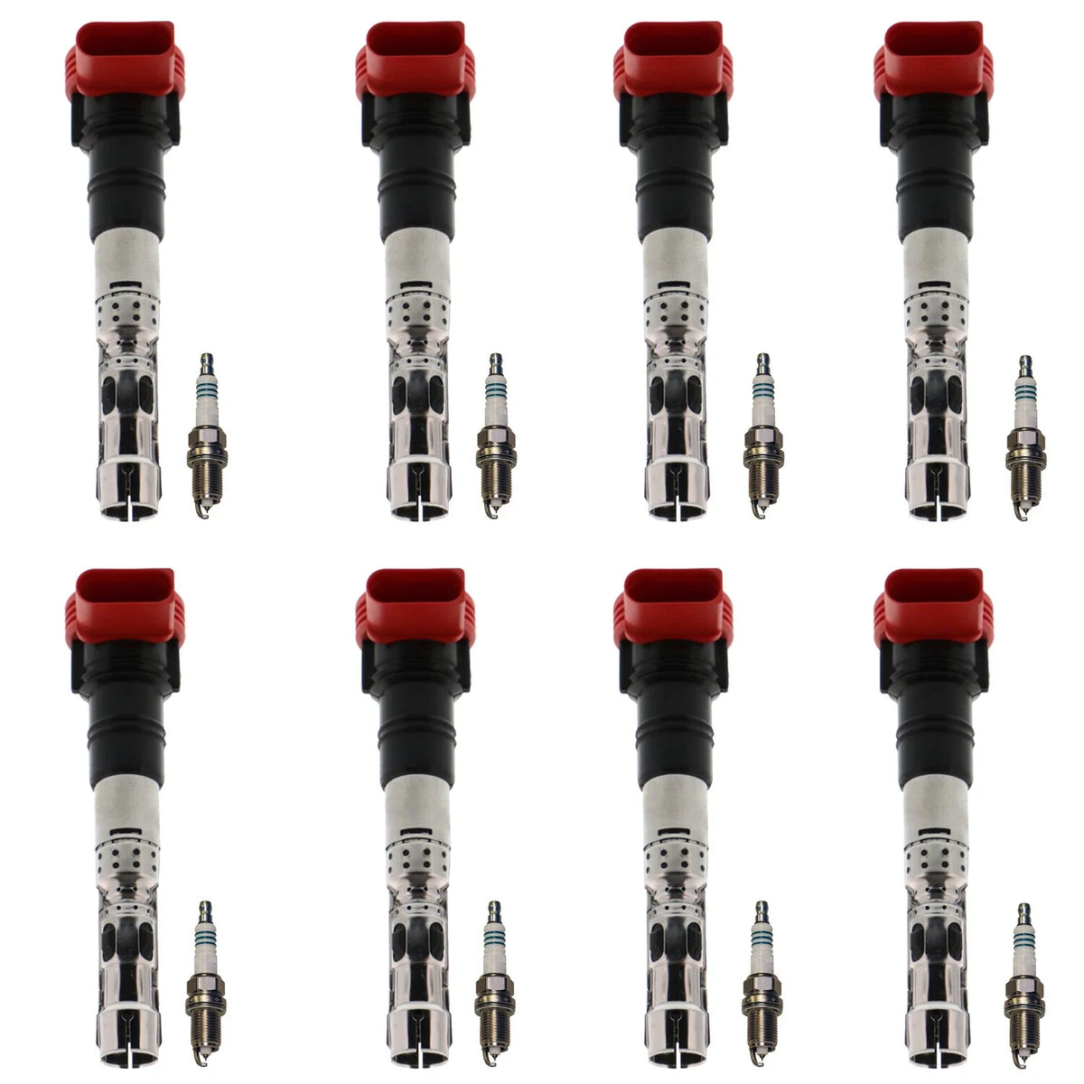 Set of 8 Ignition Coils & Iridium Spark Plugs for Audi A8 Quattro (2004–2009)