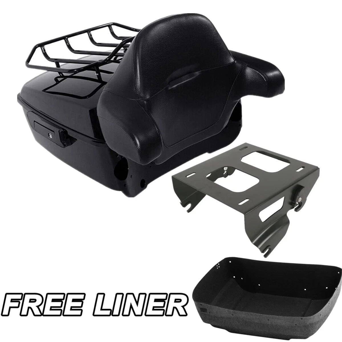 King Trunk Backrest Solo Mount Rack for Harley Touring Electra Glide (2014–2026)