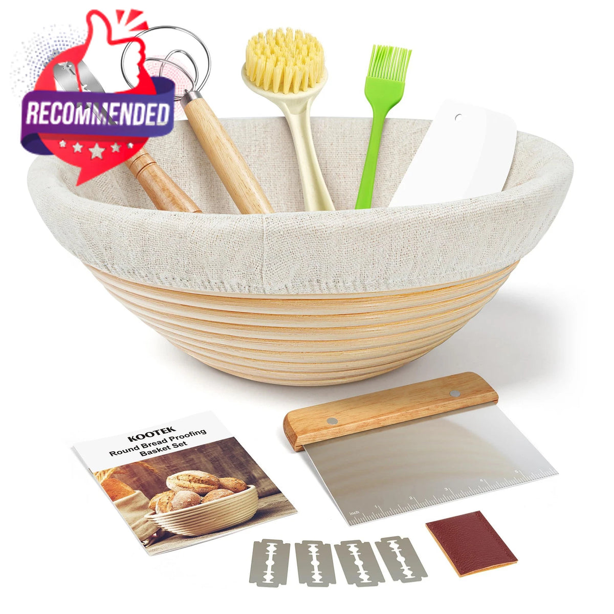 Set of 2 Banneton Bread Proofing Baskets for Sourdough Baking (9 Inch)