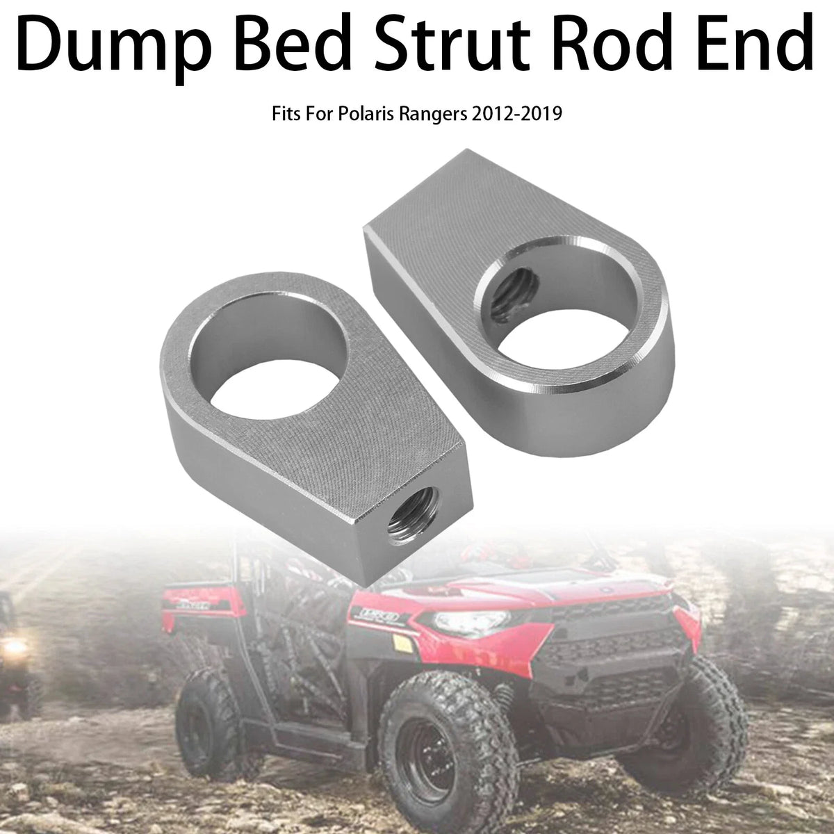 2X CNC Aluminum 6mm Dump Bed Strut Rod End for Polaris Ranger (2012–2019)