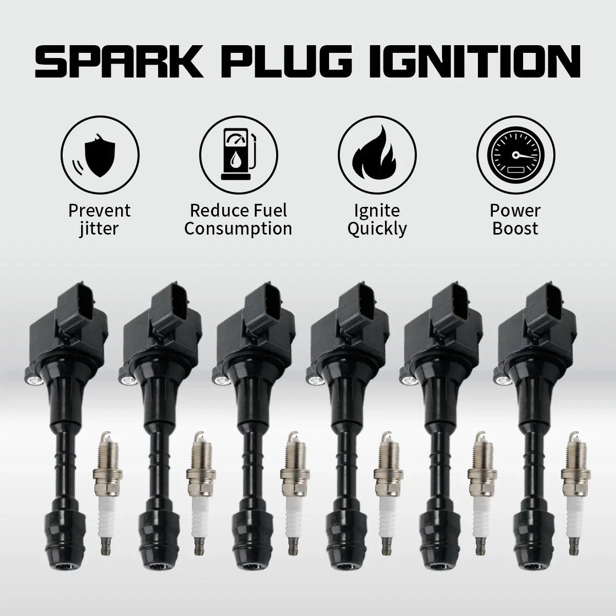 6X Ignition Coils & Spark Plugs for Altima Maxima Quest Murano 3.5 (2002–2018) UF349