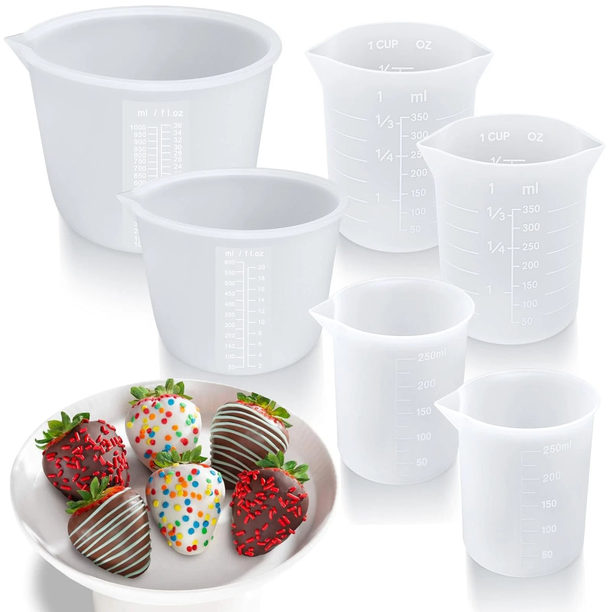 Set of 6 Silicone Melting Cups for Chocolate Pouring