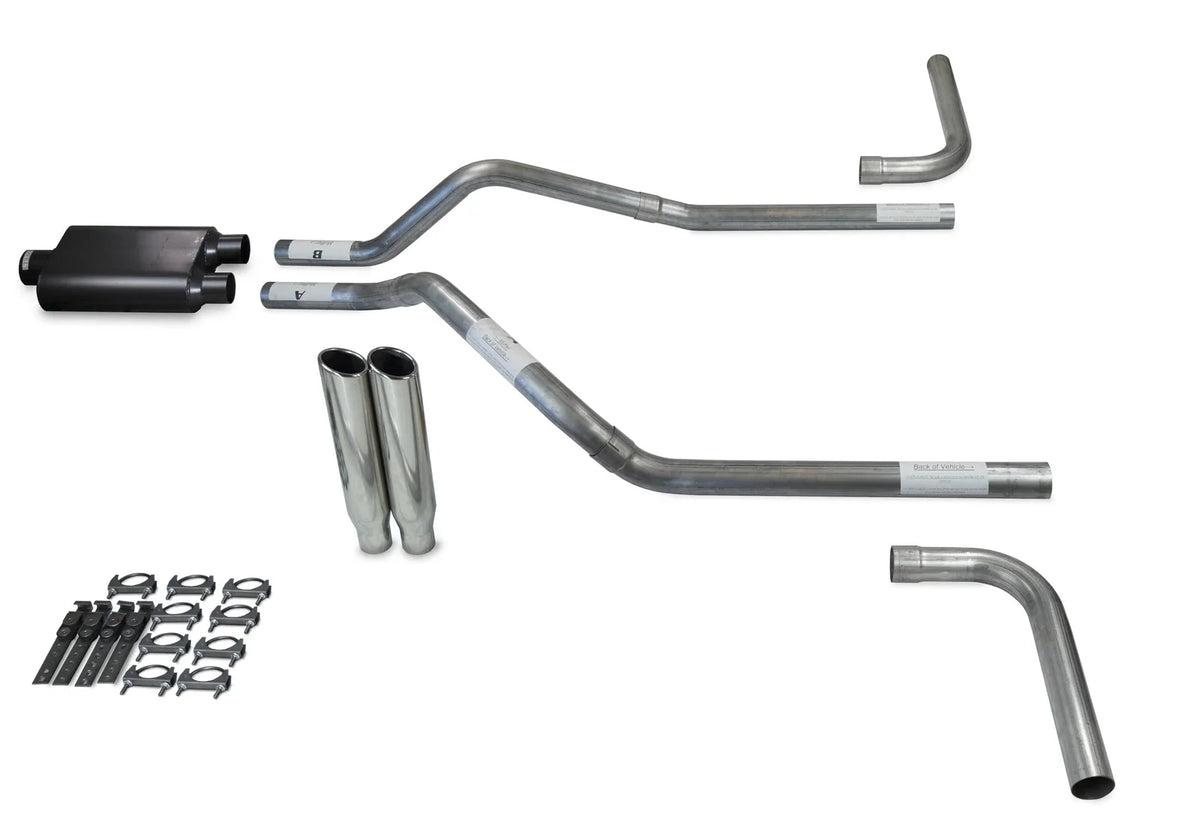 Dual Exhaust Kit for GMC Jimmy (1992–1994) 2.5" 2 Chamber Clamp on Tips