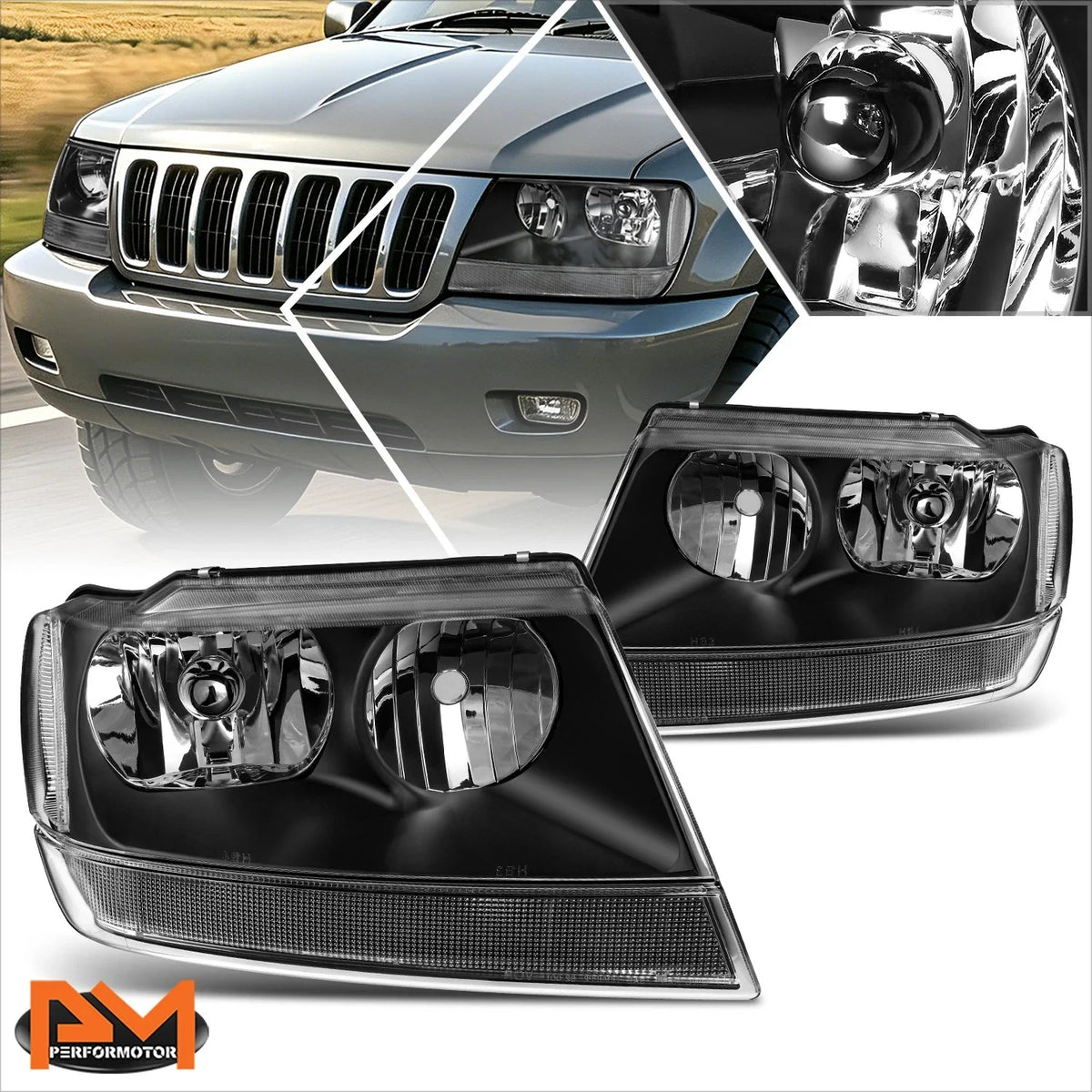 Headlight & Clear Side Corner Lamp for Jeep Grand Cherokee WJ (1999–2004)