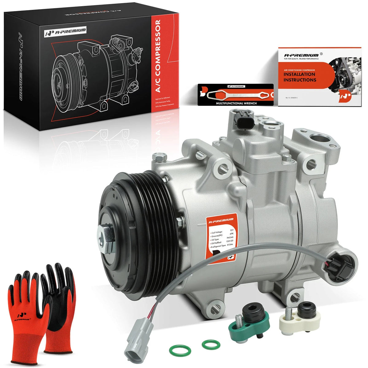 A/C Compressor with Clutch for Subaru Legacy Outback Impreza (2010–2019) 73111AJ000, 73111AJ00A, 73111AJ040, 73111AL020, 178321
