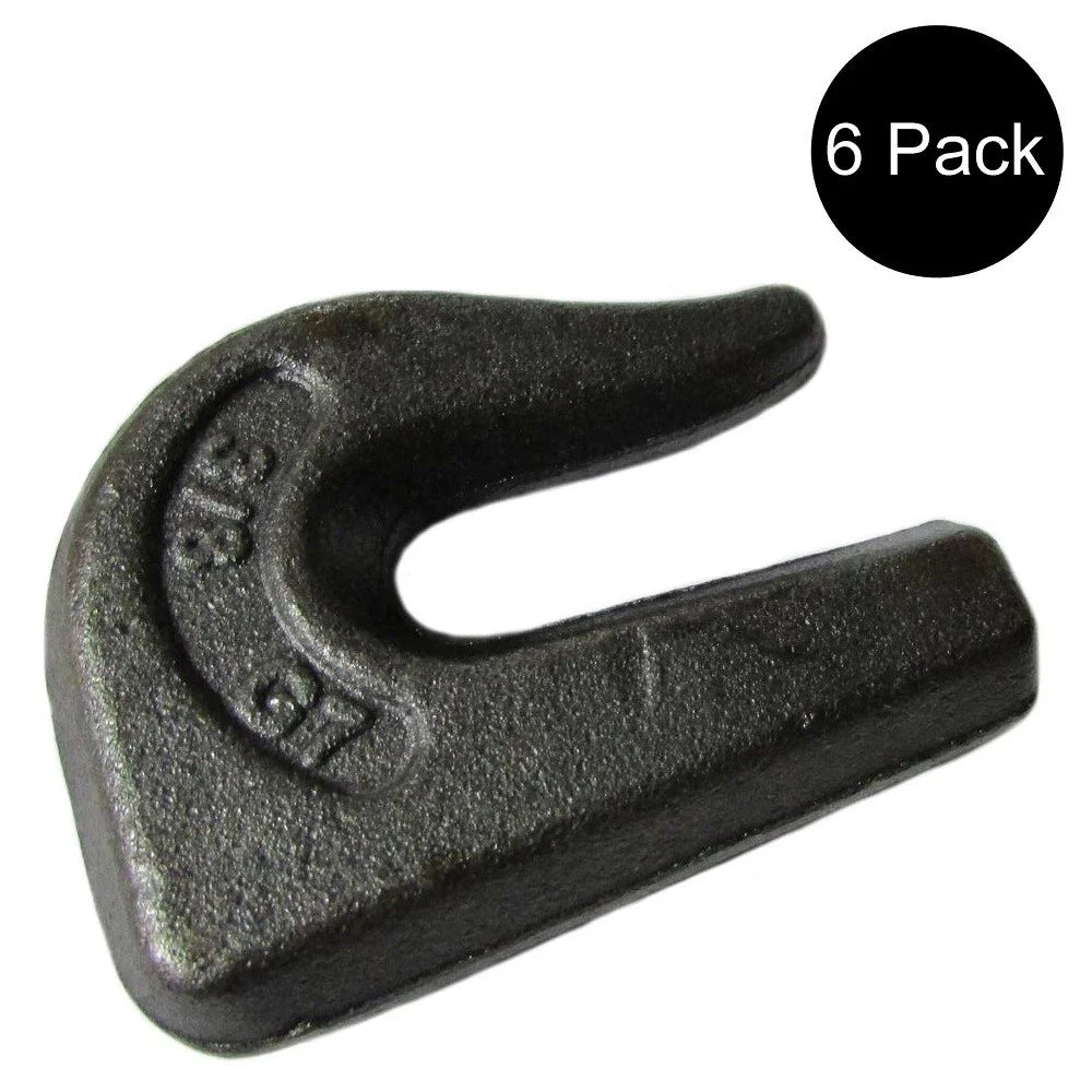 Set of 6 - 3/8" G70 Weldable Grab Hook for Chain, Tow, Rigging