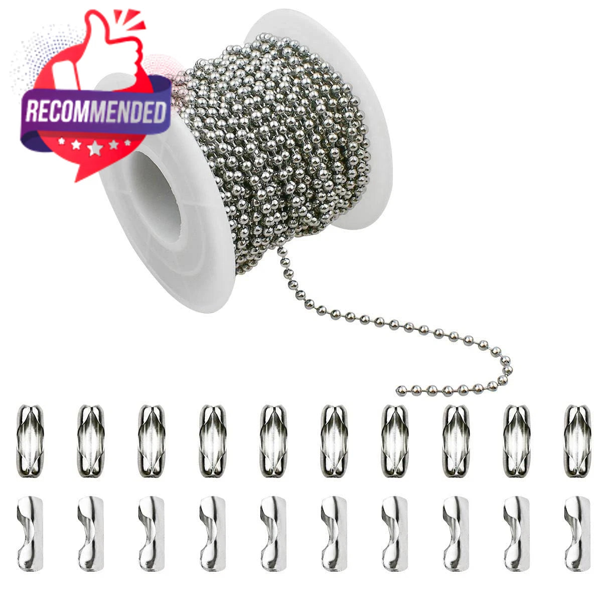 32.8 Feet Stainless Steel Ball Beaded Chain for Jewelry Making