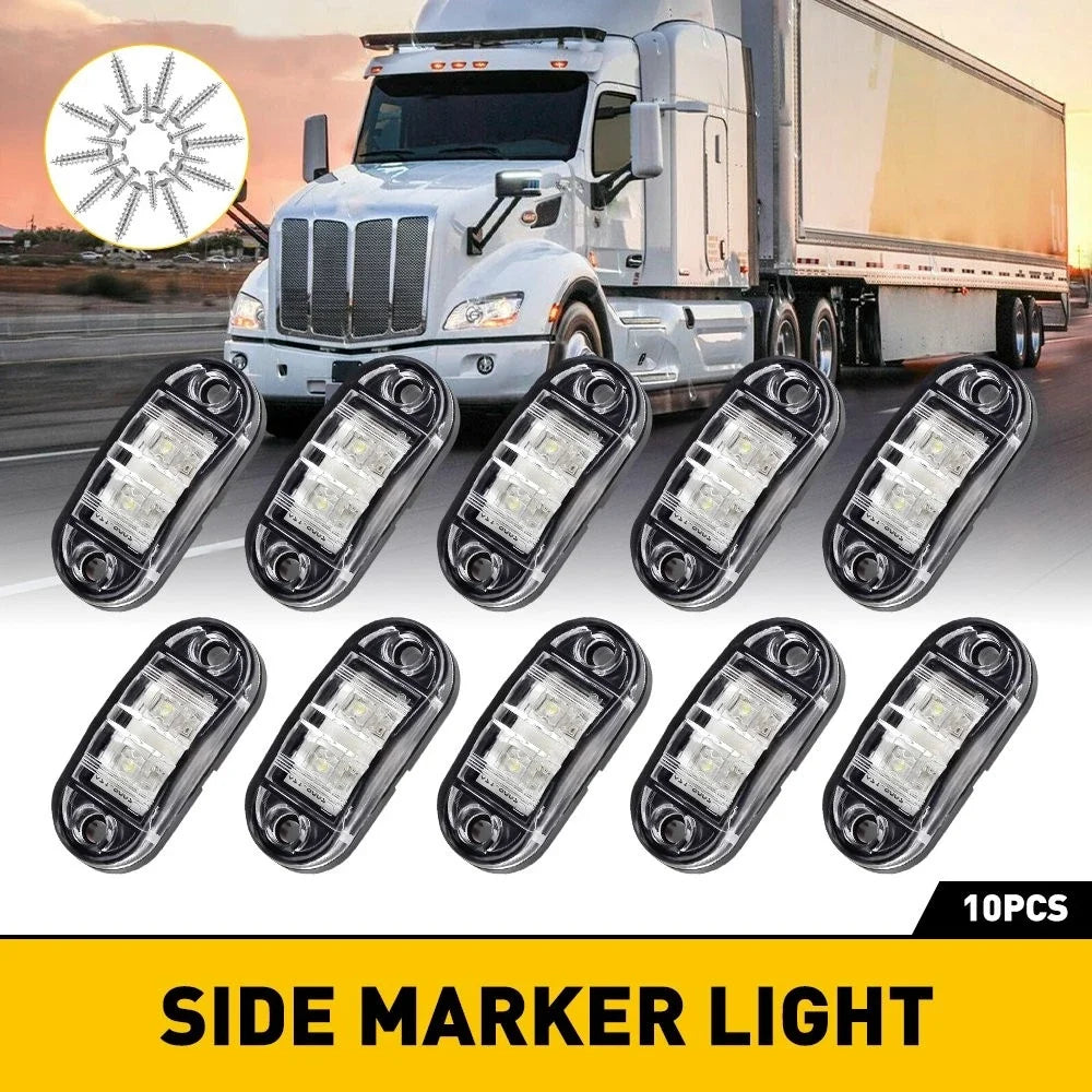 2X White LED Side Clearance Marker Light for Truck V (Oval, 2.5")