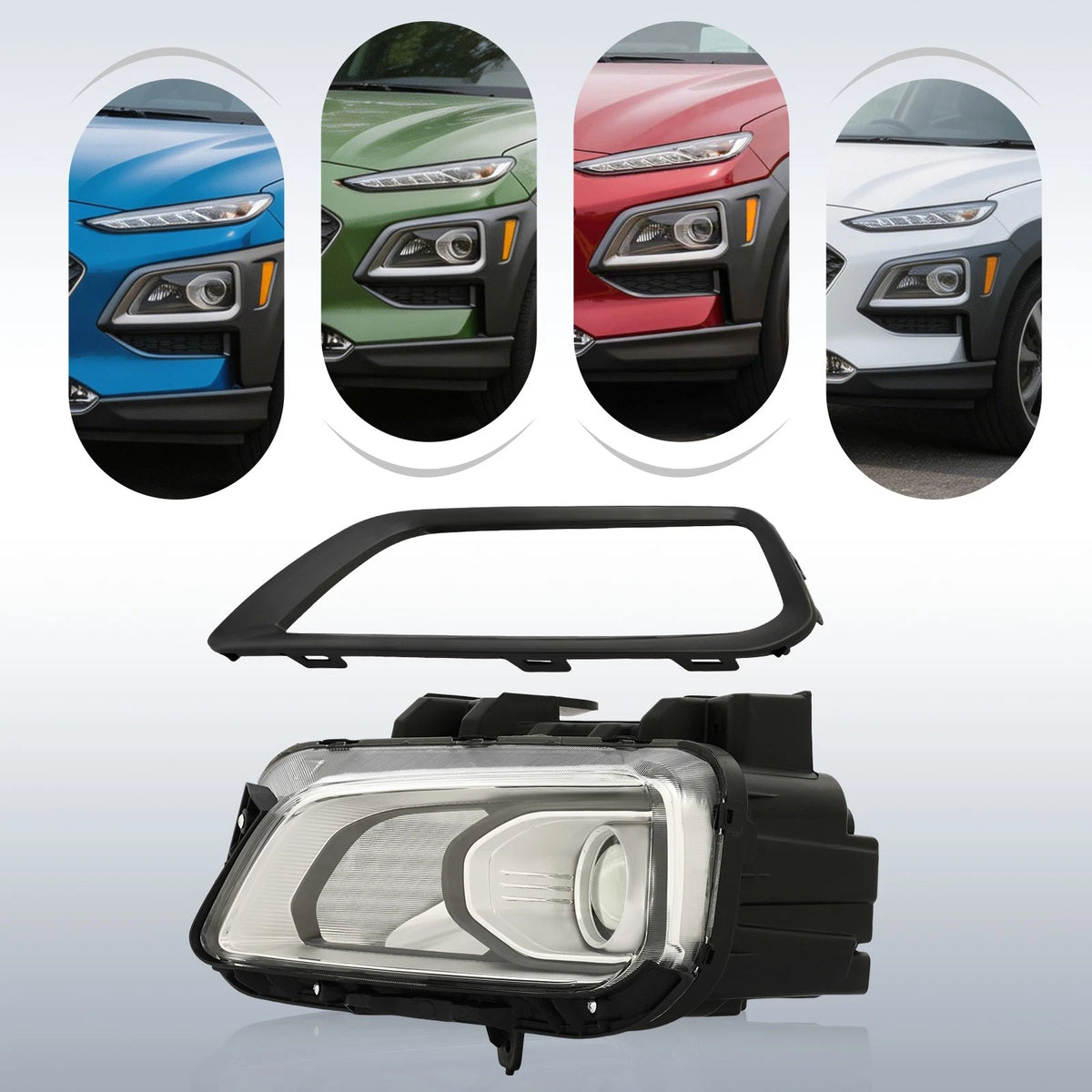 Left Side Halogen Headlight with Bezel for Hyundai Kona (2018–2021) 92101J9020 86563J9000