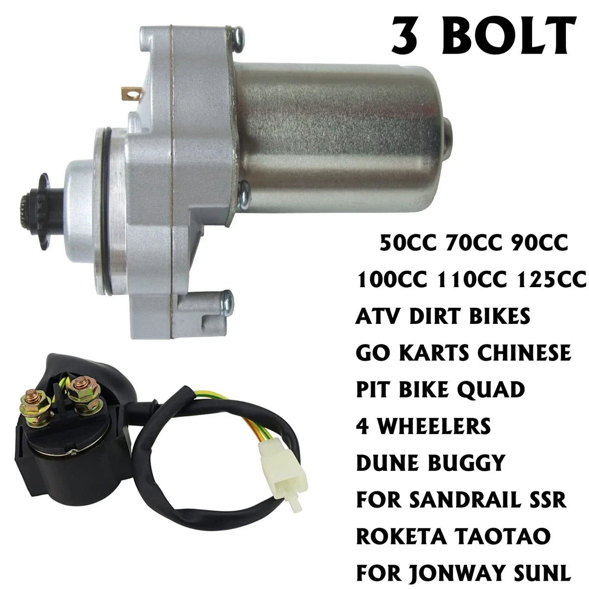 3 Bolt Starter for 50cc 70cc 90cc 100cc 110cc 125cc Dirt Bikes Go Karts
