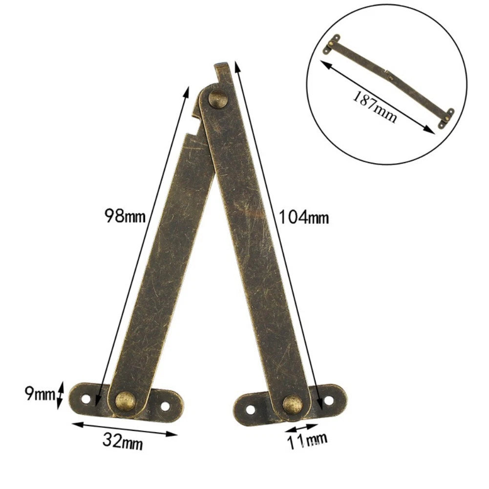 Wooden Box Lid Support Hardware Antique Bronze 150mm Fully Extended