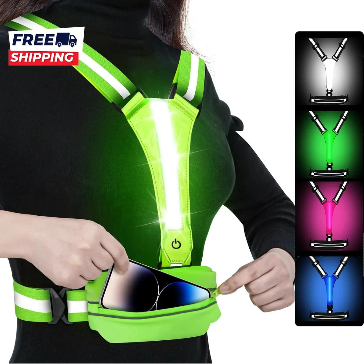 LED Reflective Safety Running Vest for Biking Walking at Night