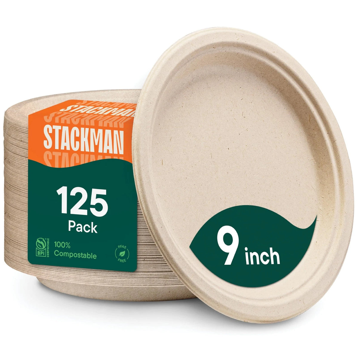 125 Count Heavy Duty Compostable Paper Plates