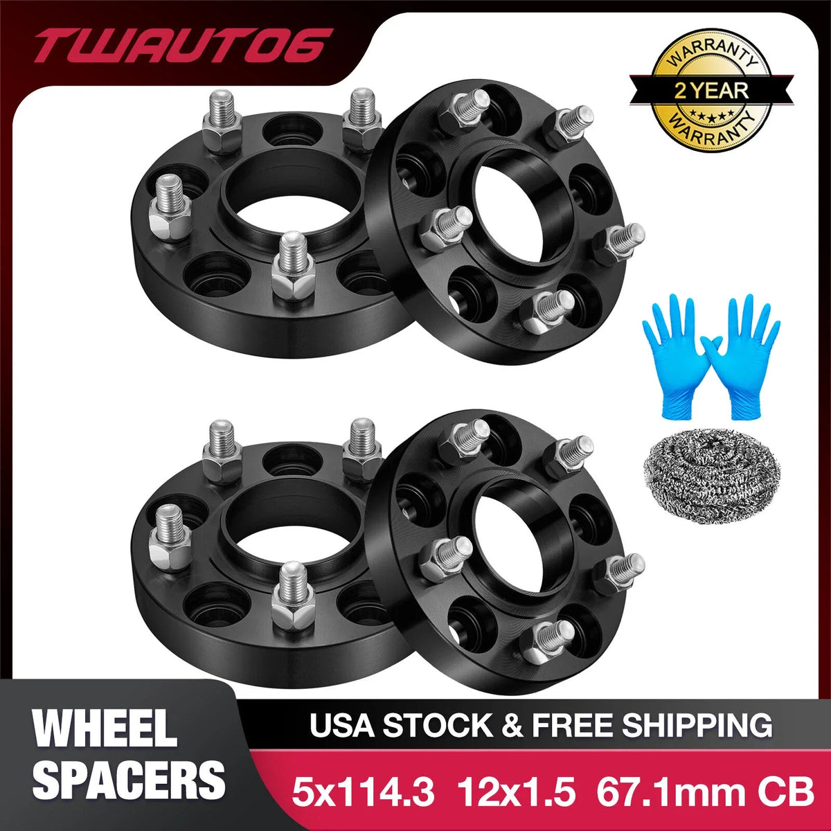 Set of 4 Hubcentric Wheel Spacers 1" 5x4.5 5x114.3 12x1.5 for Hyundai Genesis