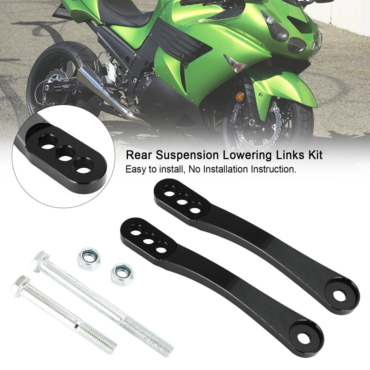 Rear Suspension Lowering Links Kit for Kawasaki ZX-14R Ninja (2006–2022) LL-121-BLK