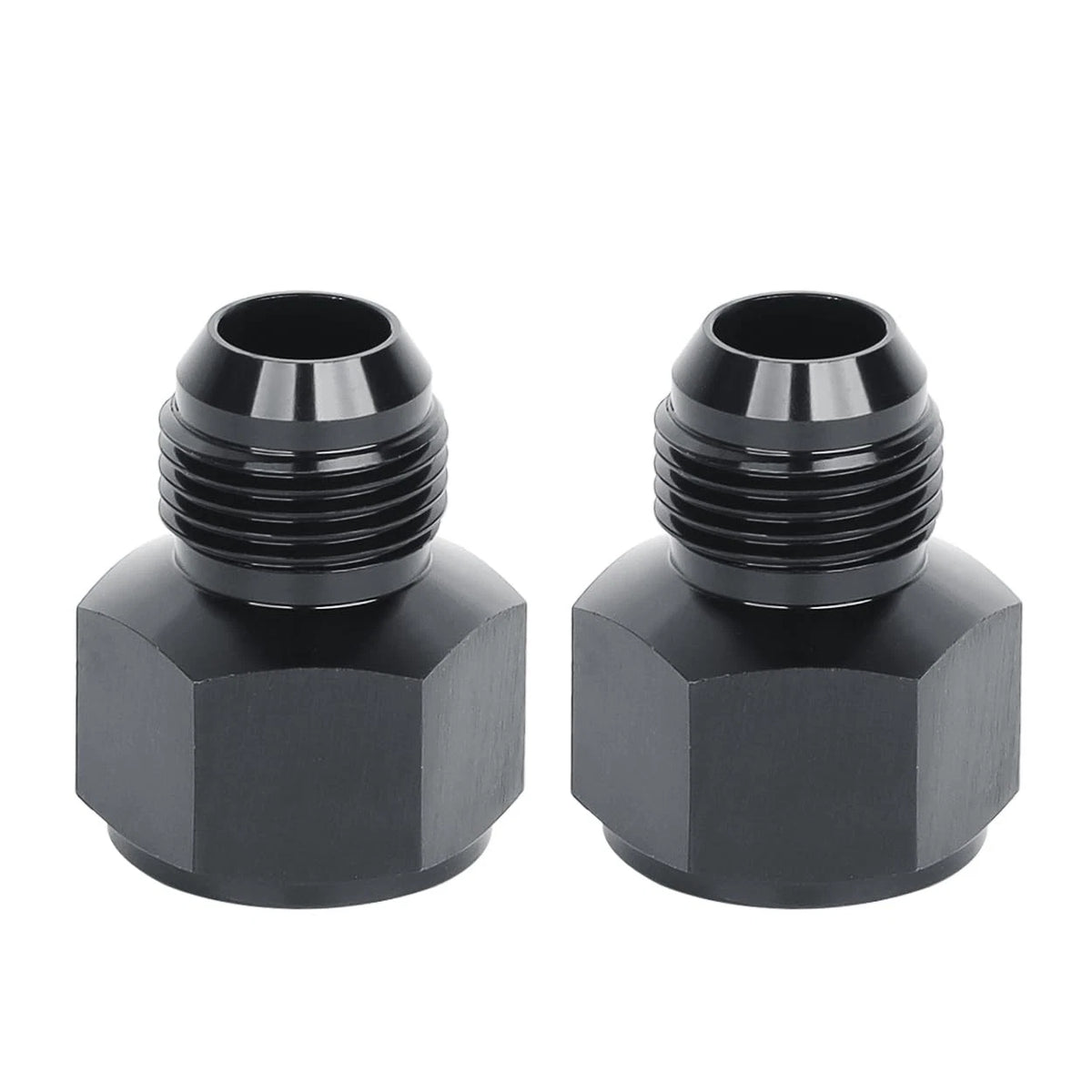 2X 12AN Female to 10AN Male Flare Reducer Adapter Fitting - Black Aluminum