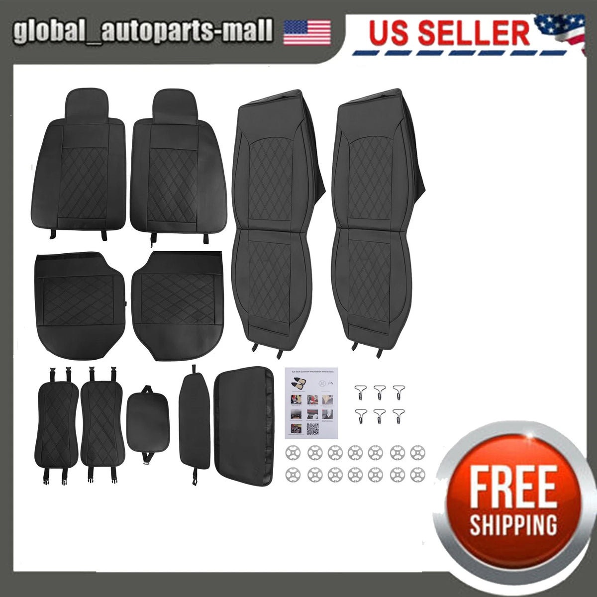 Full Set Leather Seat Covers for Chevy Silverado GMC Sierra 1500 (2007–2021)