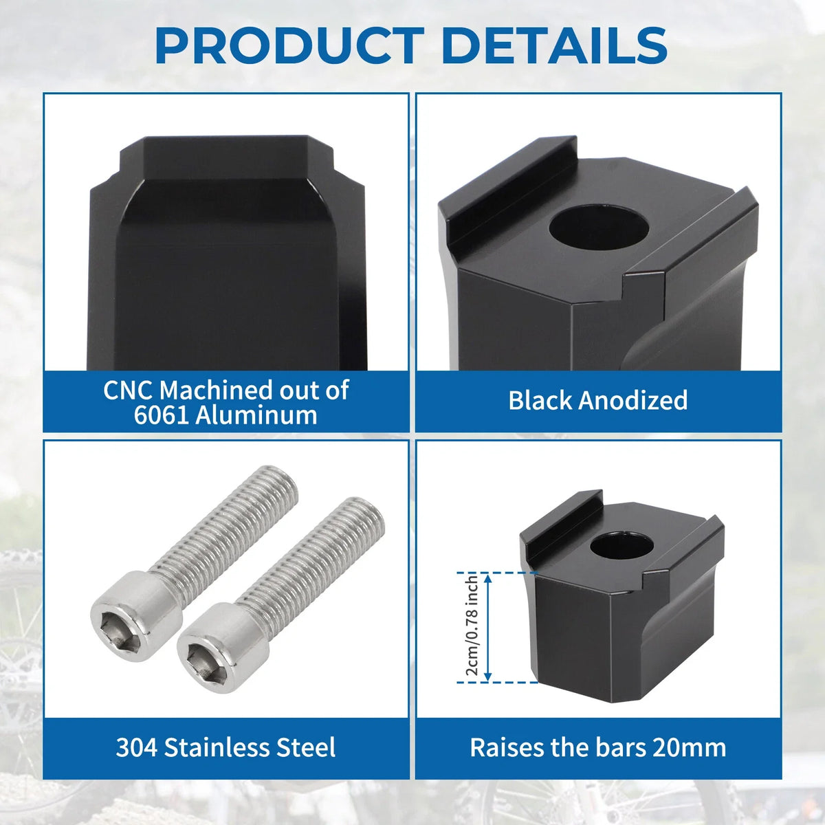 20mm Bar Risers for Surron Ultra Bee (2023) - Aluminum Handlebar Riser Kit