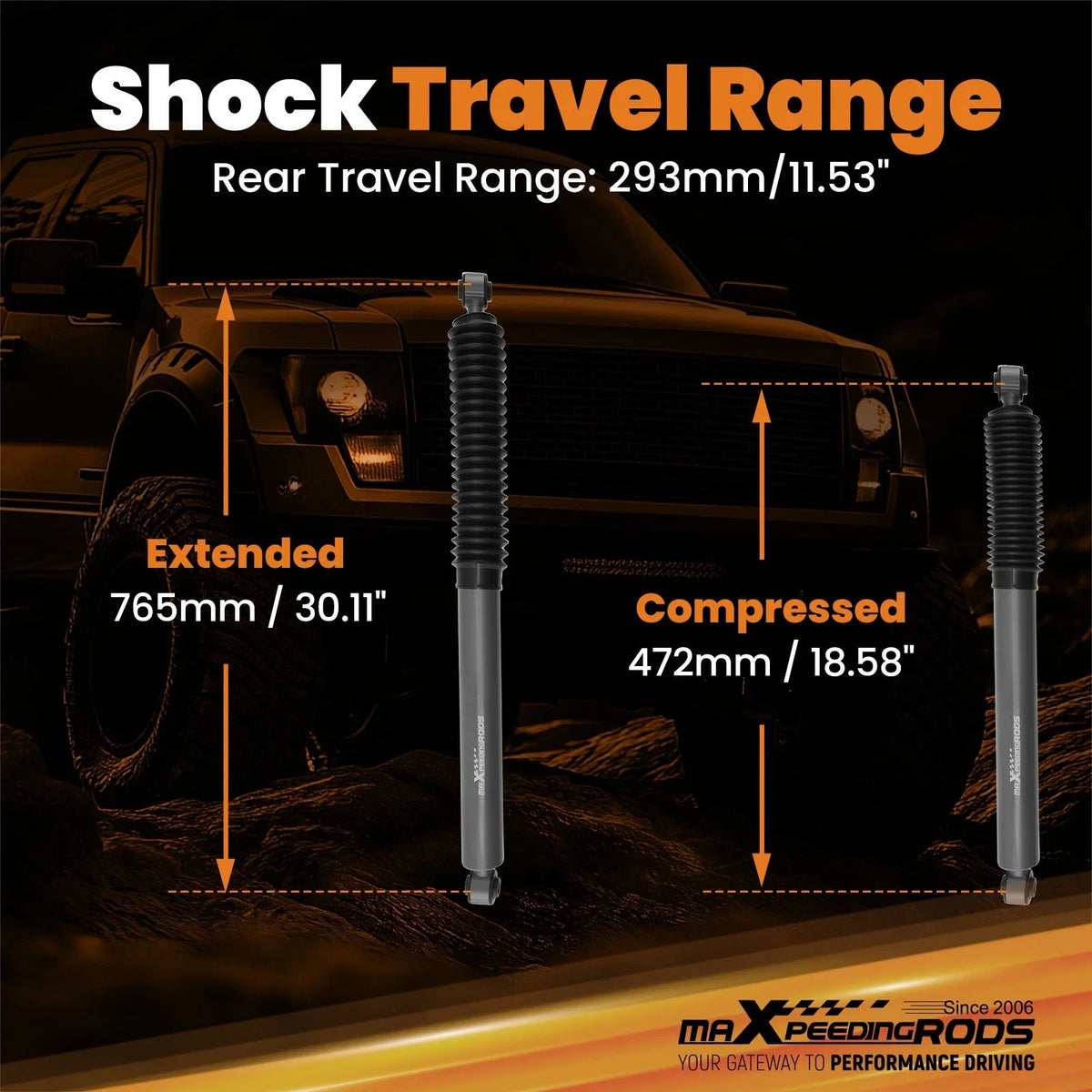 Lifted Rear Shock Absorbers for Dodge Ram 2500 (2003–2010) 3.5-6" 2WD