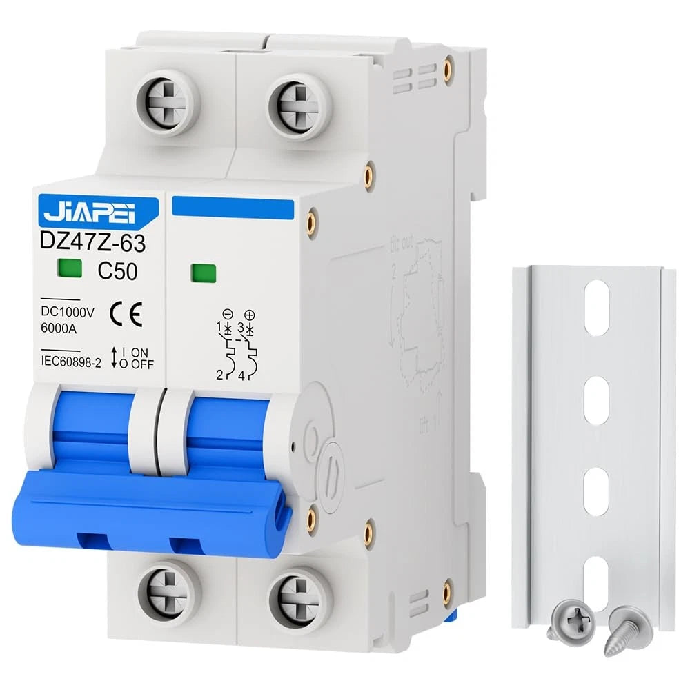 2X DC Miniature Circuit Breaker 1000V 2 Pole 50 Amp Isolator for Solar PV