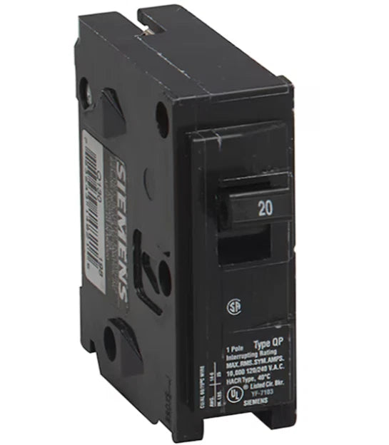 2-Pack Siemens Q120 20A 120/240V Single Pole Type QP Circuit Breaker