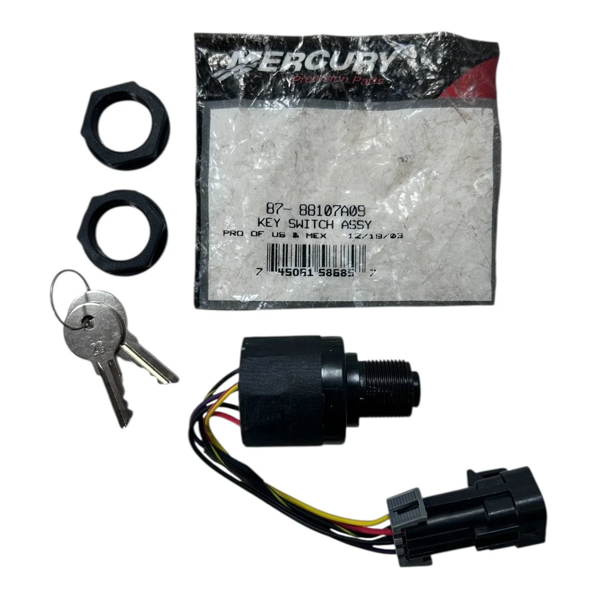 Marine Ignition Switch Assembly w/ Keys for Mercury (1987–1987) 87-88107A09