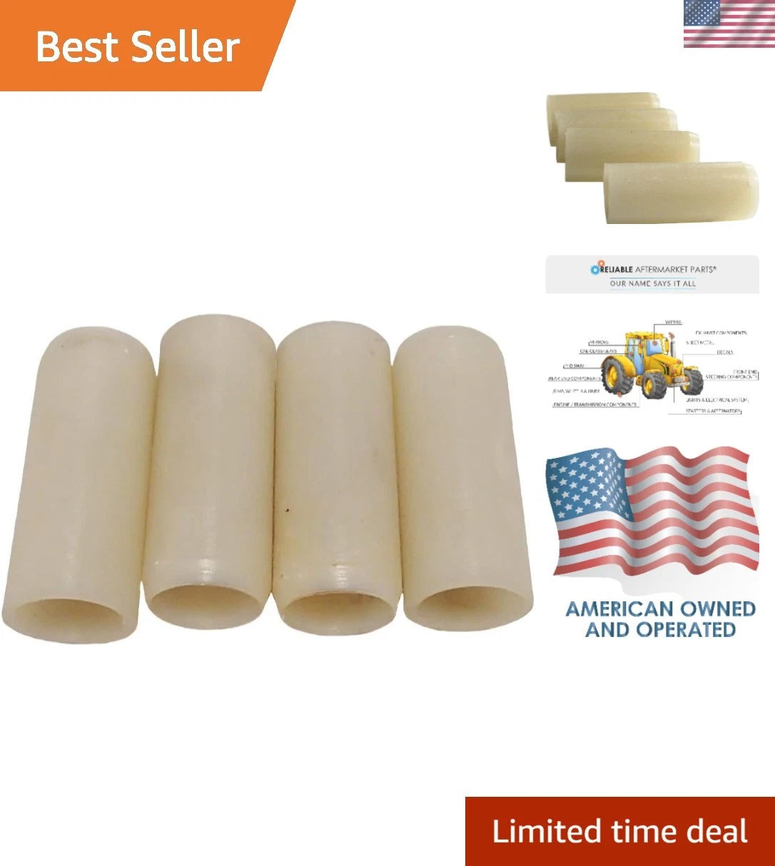 4-Piece Nylon Trailer Leaf Spring Bushings Universal Fit 9/16" I.D.