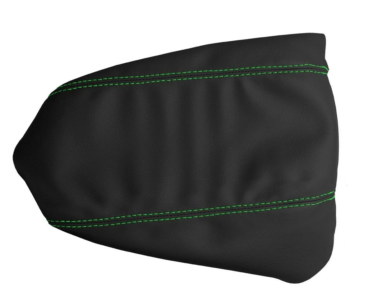Leather Console Lid Armrest Cover for Toyota Tacoma (2016–2019) Green Stitch