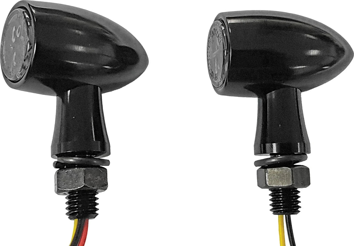 LED Turn Signal Black Amber Clear Lens for V-Twin Bikes