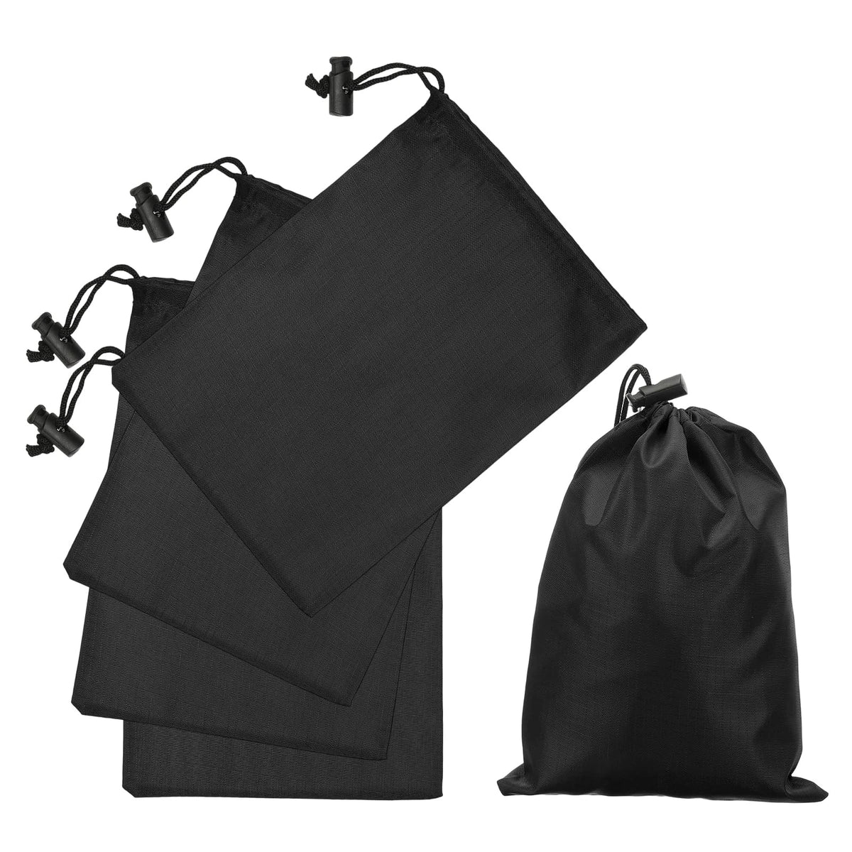 Set of 5 Drawstring Bags 6x8 inch for Various Uses (Black)